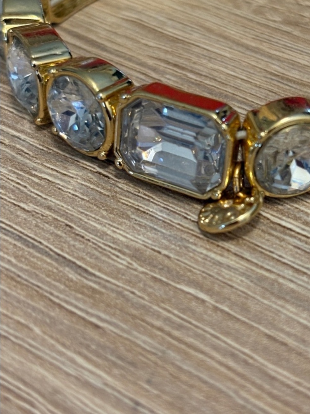 Talbots stretch, crystal bracelet gold tone
